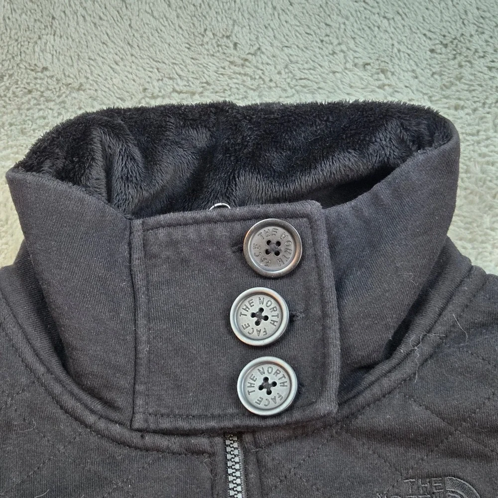 The North Face Quilted Jacket Womens S Quilted Fleece Lined Funnel Neck Black